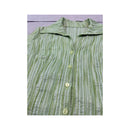 Vintage Textured Green Stripe Button Up Shirt
