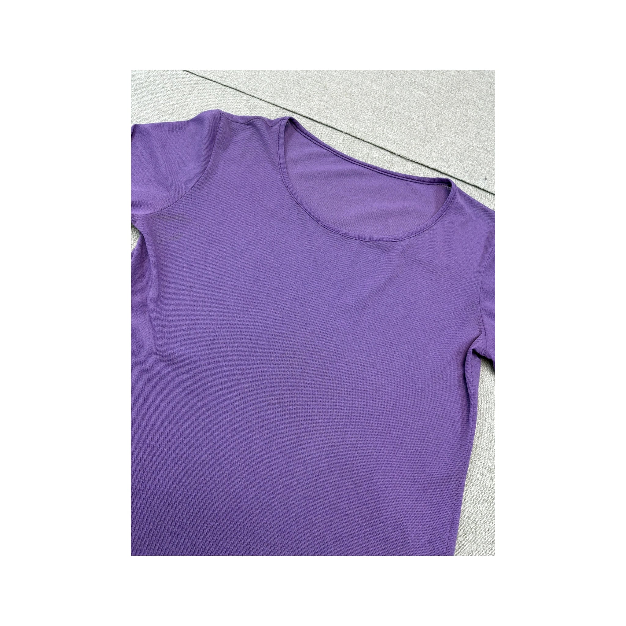 Purple Lettuce Hem Long Sleeve Blouse