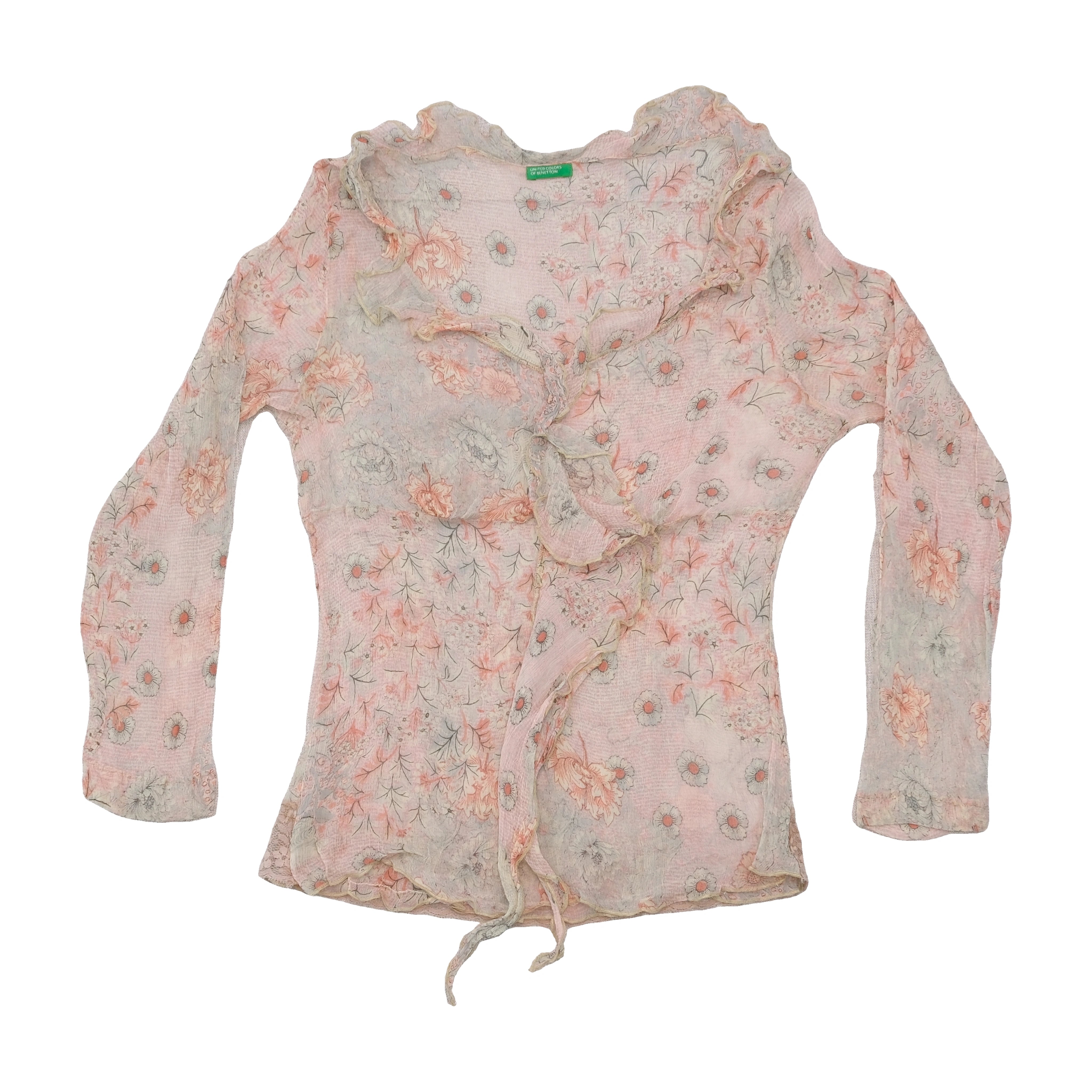 United Colors of Benetton Floral Ruffle Tie Front Blouse