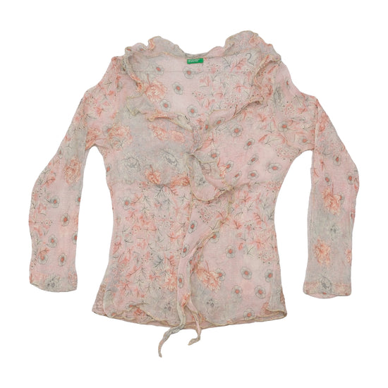 United Colors of Benetton Floral Ruffle Tie Front Blouse