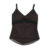 Vintage Brown Sheer Lace Beaded Cami Tank Top (repriced)