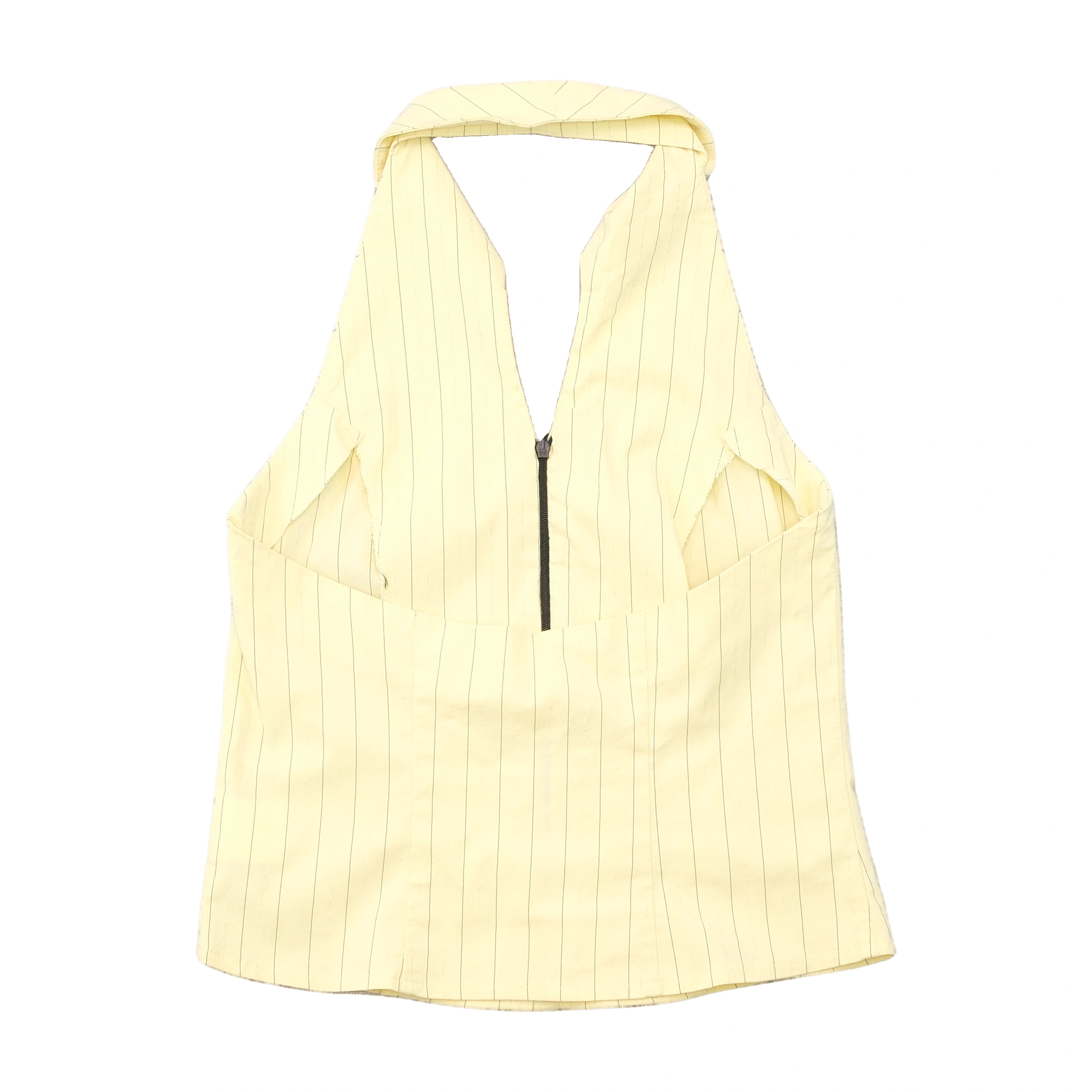 Pimkie Yellow Pinstripe Halter Tank Top
