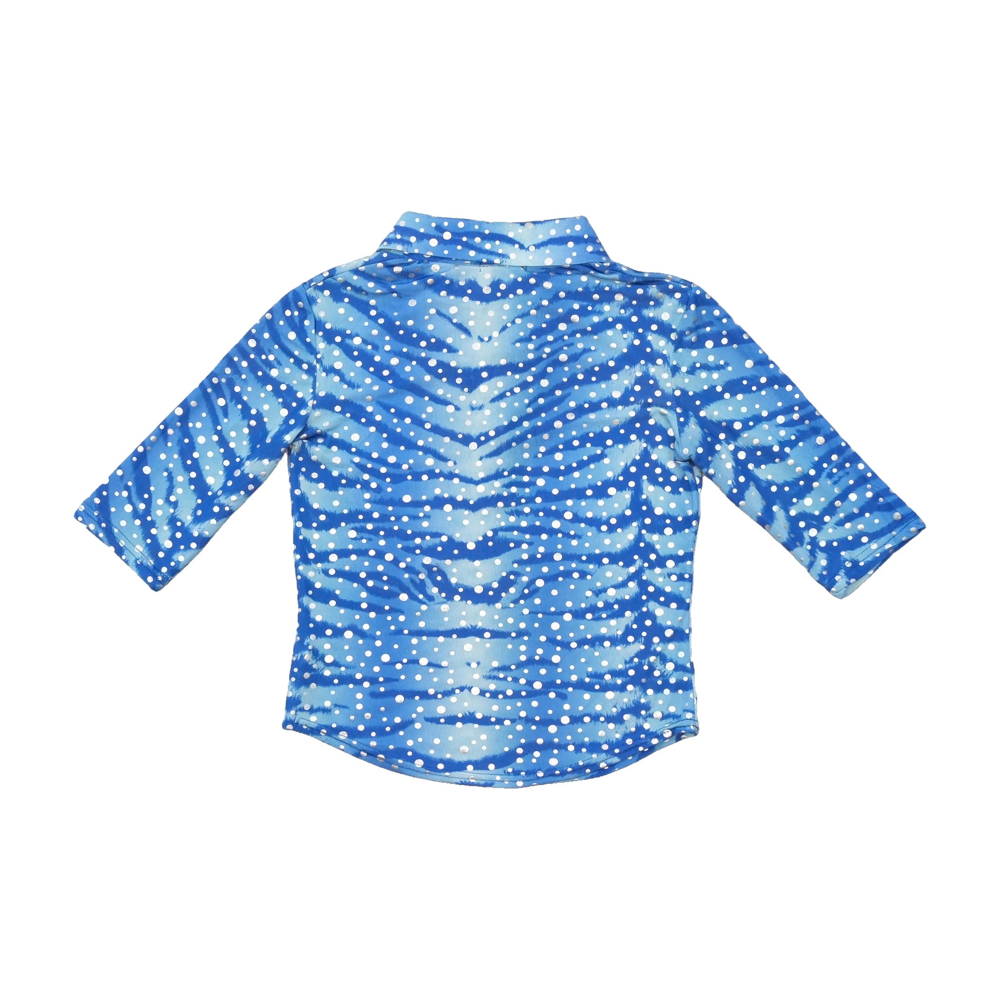 ID.IM Blue Polka Dot Abstract Print Silk Shirt