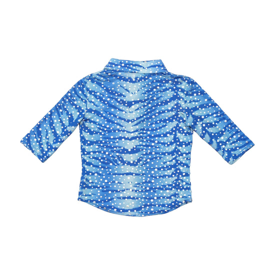 ID.IM Blue Polka Dot Abstract Print Silk Shirt