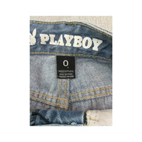 Playboy Allover Bunny Logo Print Wide Leg Denim Jeans