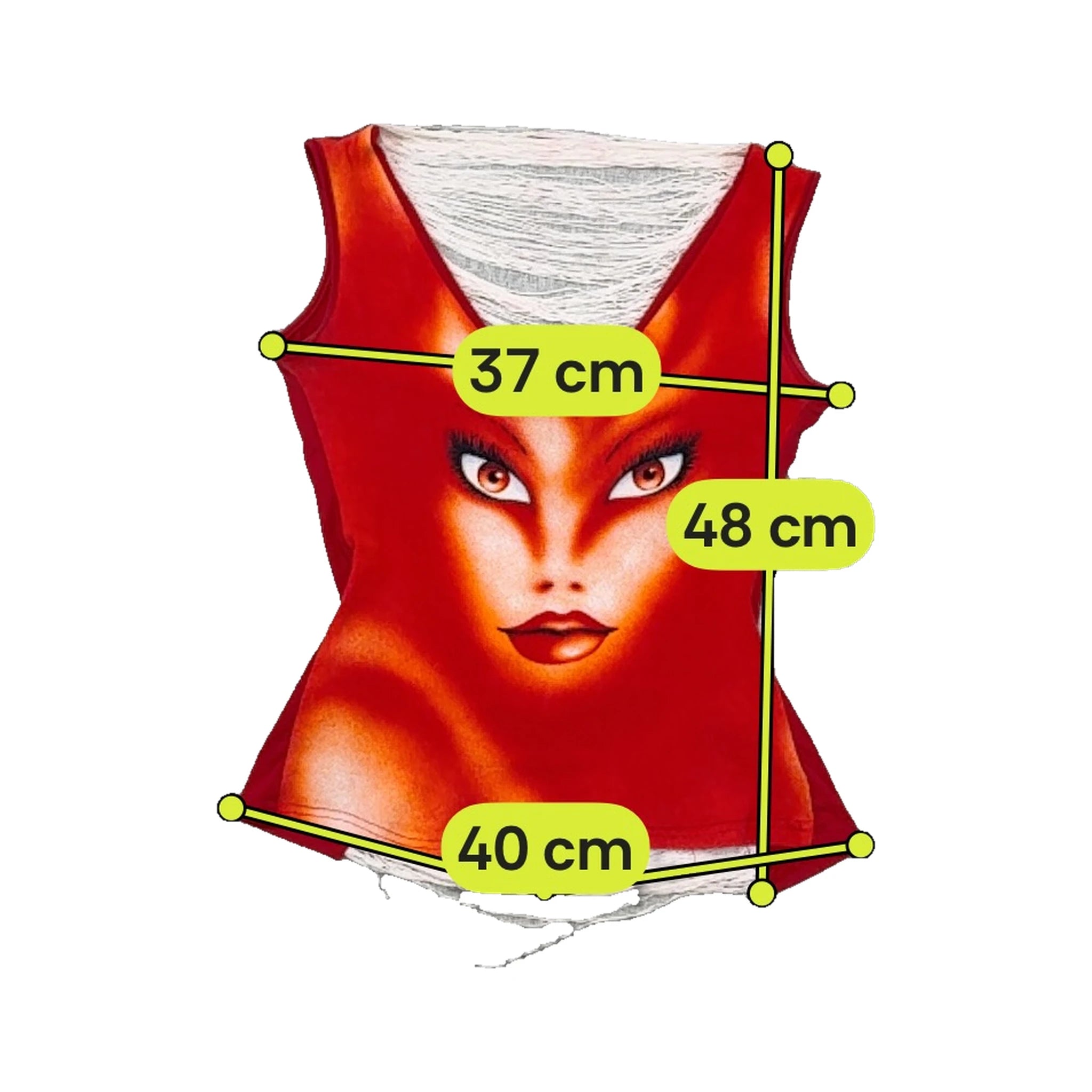Vocch & Vecchia Face Graphic Shredded Back Tank Top