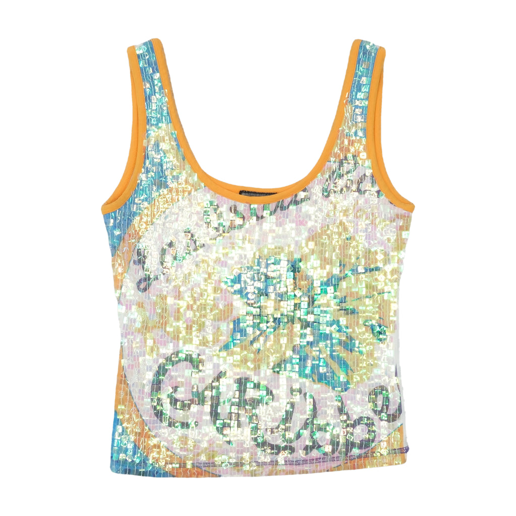 Guru Sequin Floral Graphic Tank Top