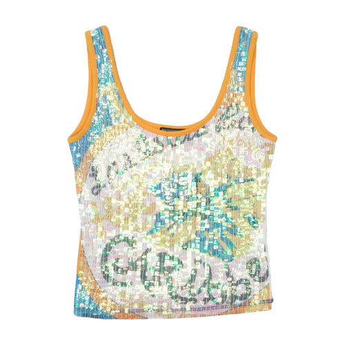 Guru Sequin Floral Graphic Tank Top