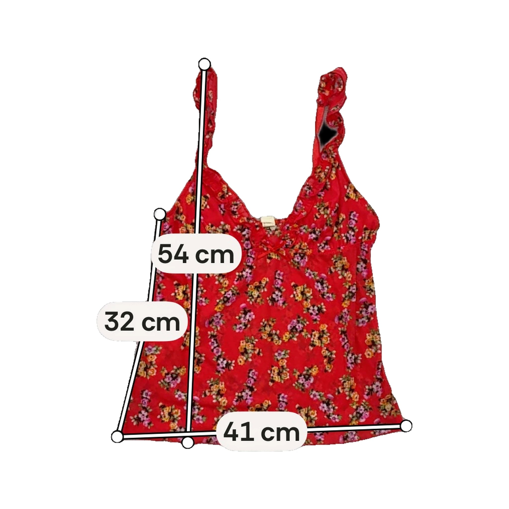 Red Floral Ruffle Strap Cami Top