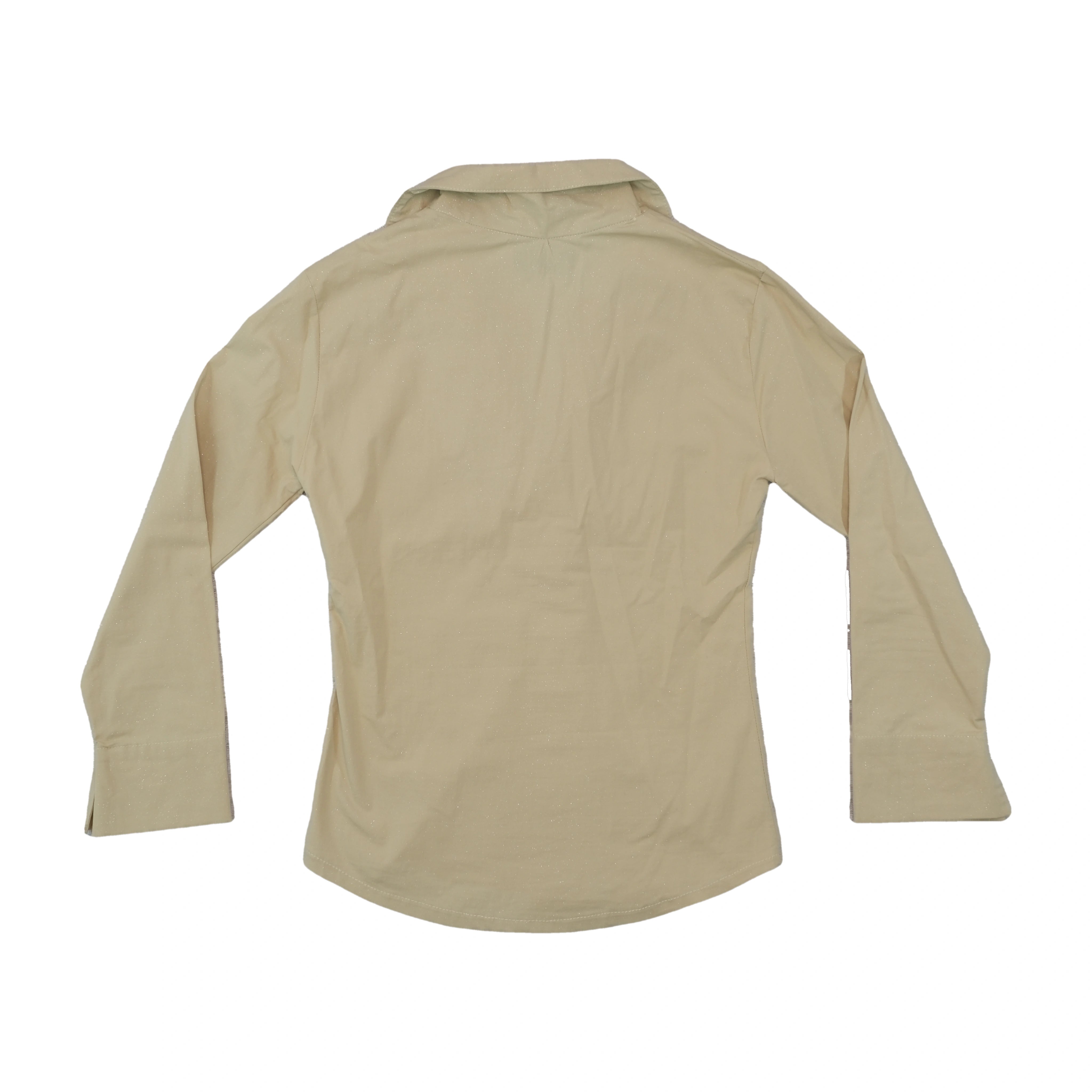 MT Linea Donna Shimmer Collared Beige Blouse