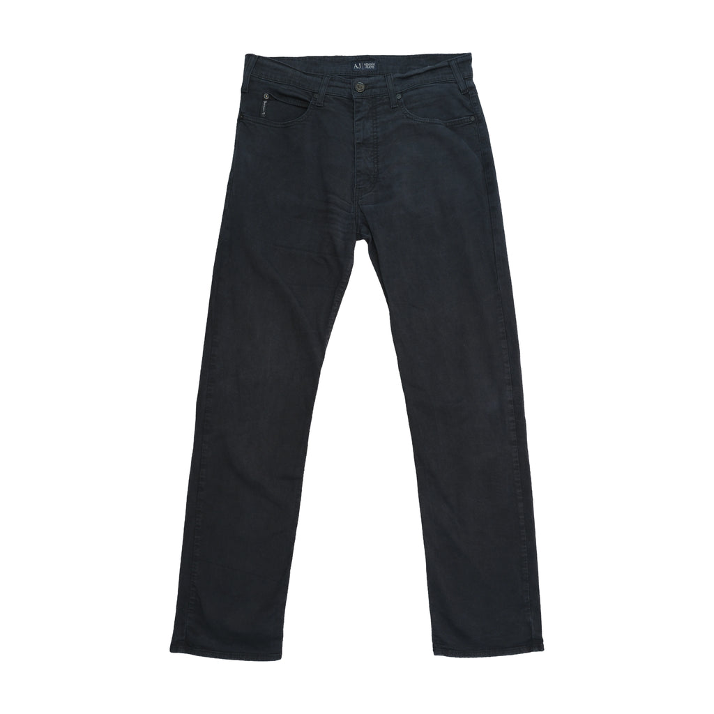 Armani Jeans Dark Wash Cotton Straight-Leg Five-Pocket Jeans