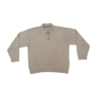 D'Afelini Beige Knit Polo Sweater