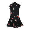 Mini vestido com estampado de Dragão &amp; rosas e Atilhos nas Costas