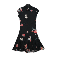 Mini vestido com estampado de Dragão &amp; rosas e Atilhos nas Costas