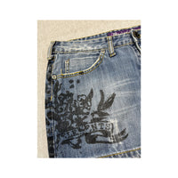 Monica's Jeans Floral Print Denim Mini Skirt