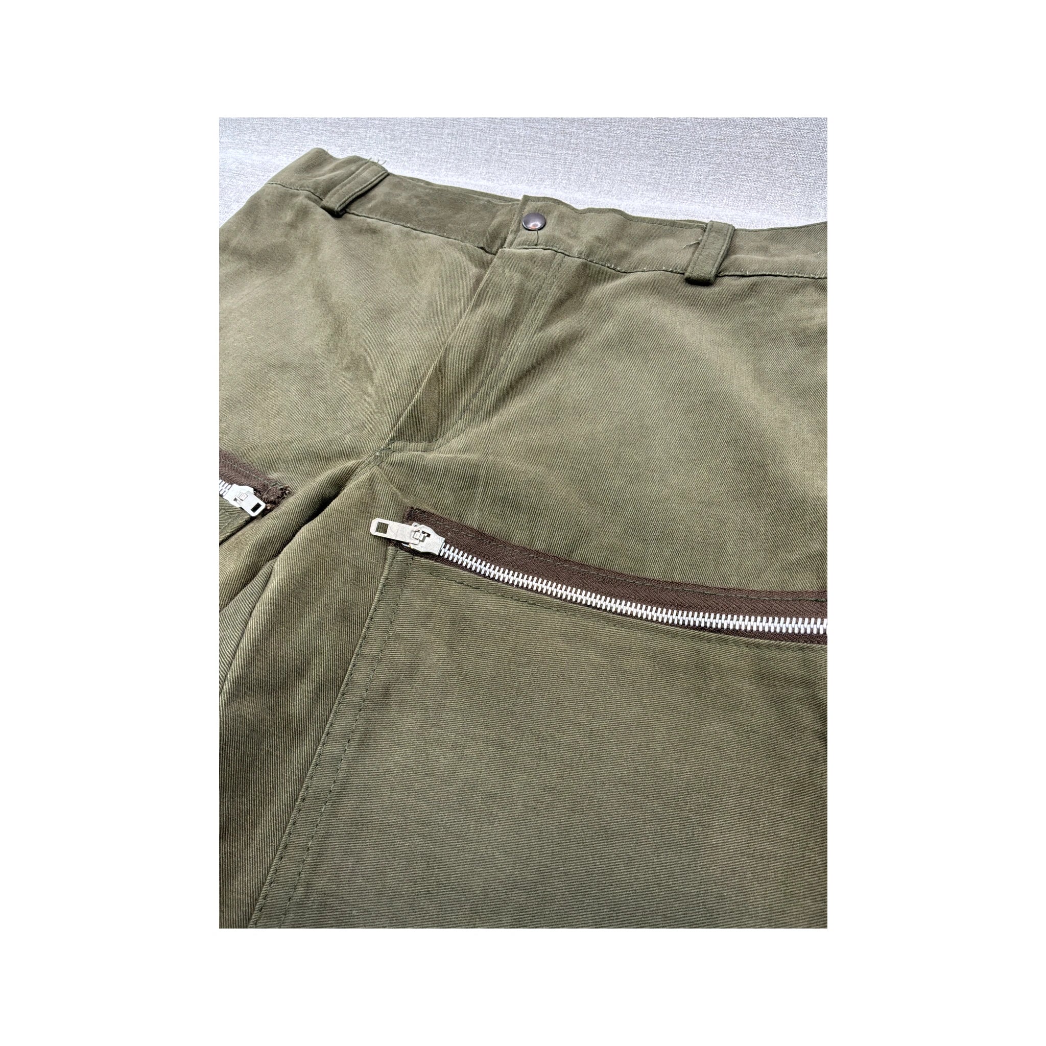Olive Utility Zip-Detail Chinos
