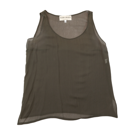 Flora Rozzi 100% Silk Sheer Sleeveless Tank Top