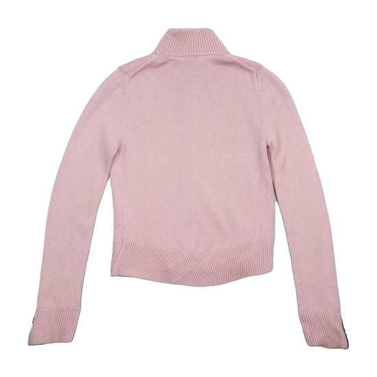 Cruciani Pink 100% Wool Zip-Up Funnel Neck Sweater