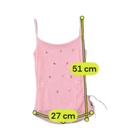 Top de alças Transparente rosa em Rede com Bordado floral