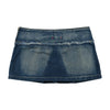 Mini saia Plissada Phard Basic Jeans em ganga de algodão de Cintura Descida com Bainha Desfiada