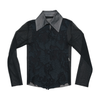 Black Mesh Grungy Collared Blouse