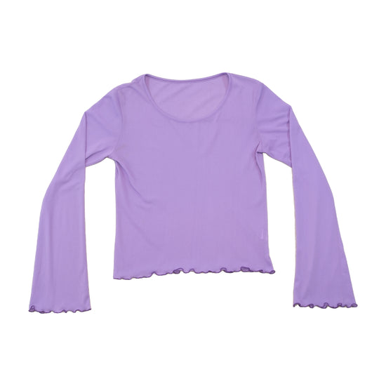 Blusa roxa de Manga Comprida com Bainha Ondulada