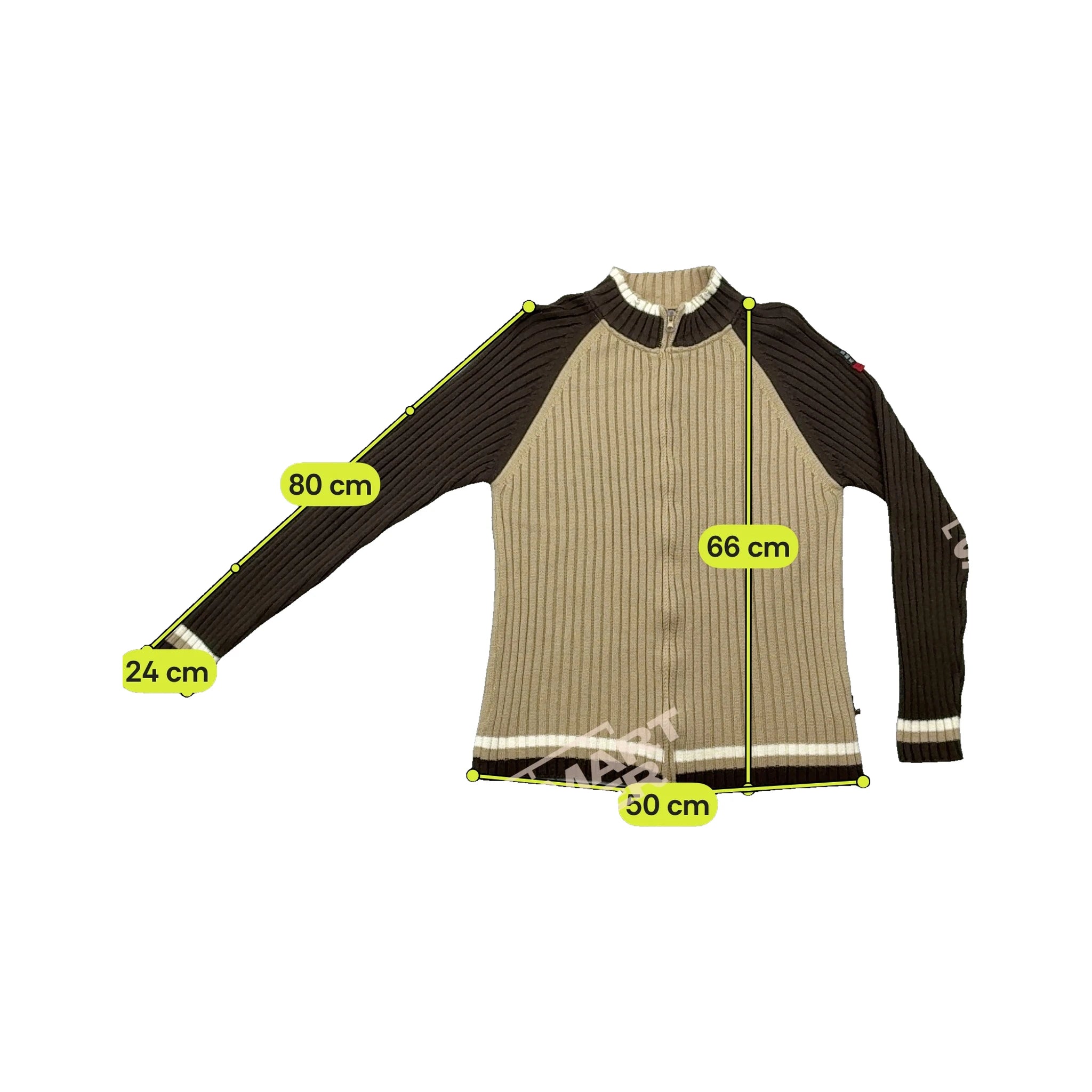 SMK Color Block Rib Knit Wool Blend Zip-Up Sweater