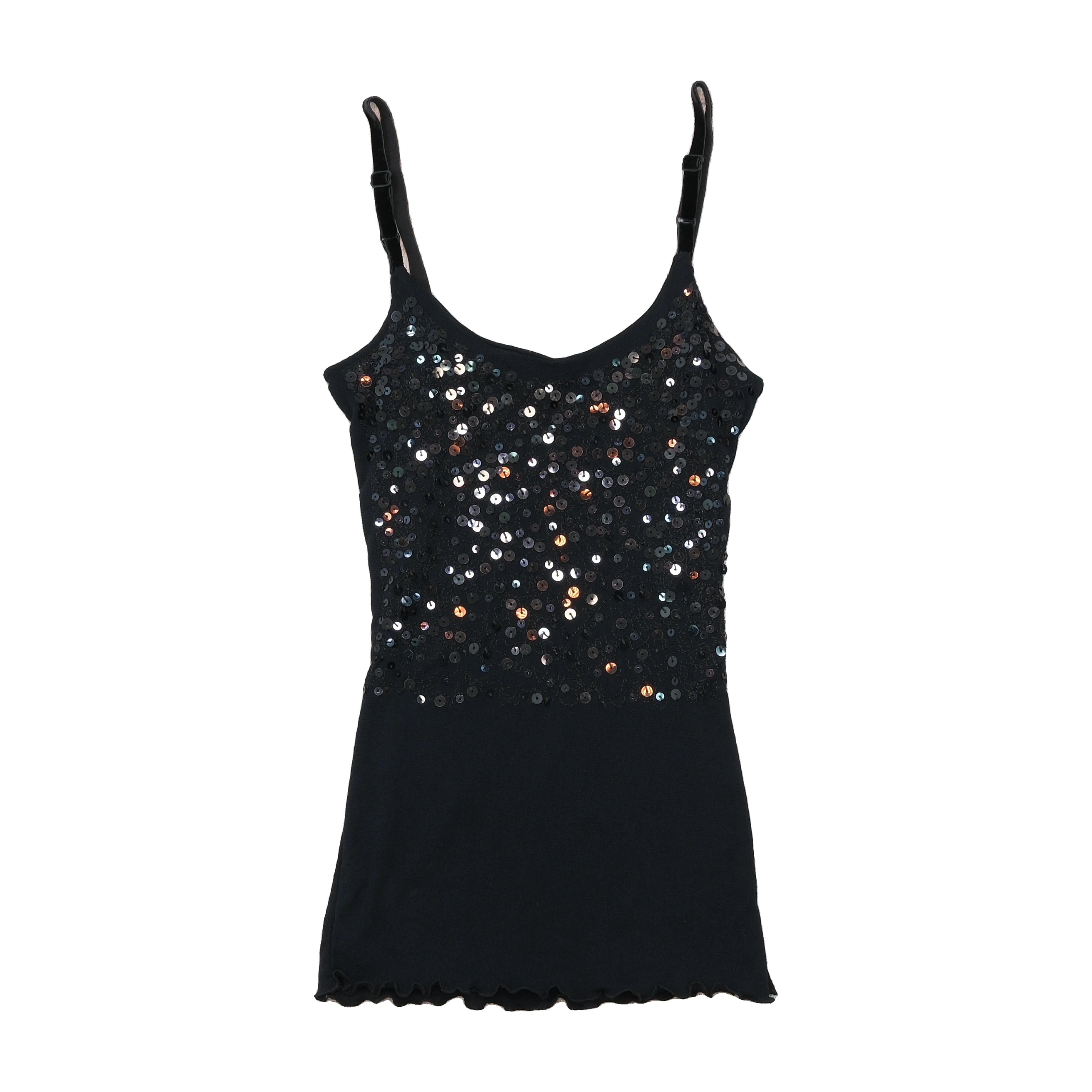 Y2K Black Sequin Cami Tank Top