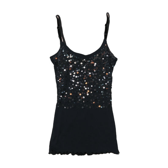 Y2K Black Sequin Cami Tank Top
