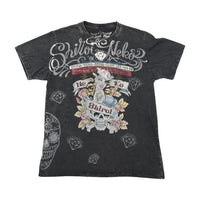 T-shirt Shiroi Neko em algodão com estampado de Caveira e Pinup