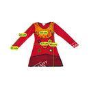 ANQA Fashion Vintage Red Retro Appliqué Long Sleeve Dress
