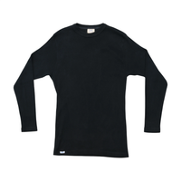 Lee Black Rib Knit Cotton Long Sleeve Shirt