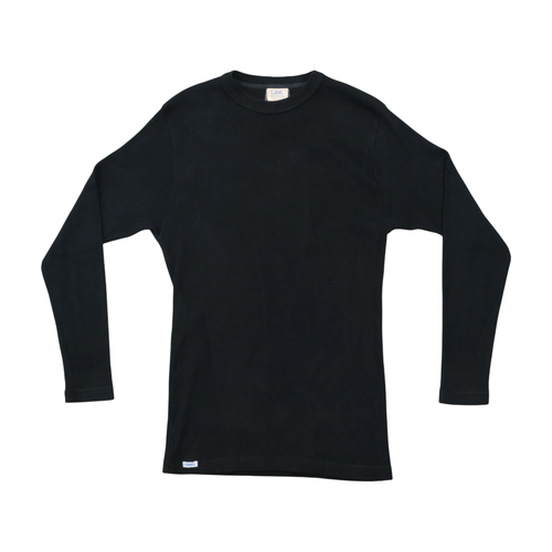 Lee Black Rib Knit Cotton Long Sleeve Shirt