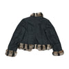 Black Puffer Jacket with Fur Trim Collar, Cuffs & Hem