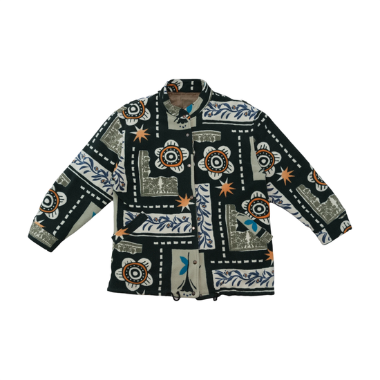 Vintage Abstract Print Fleece Jacket Made in Italy