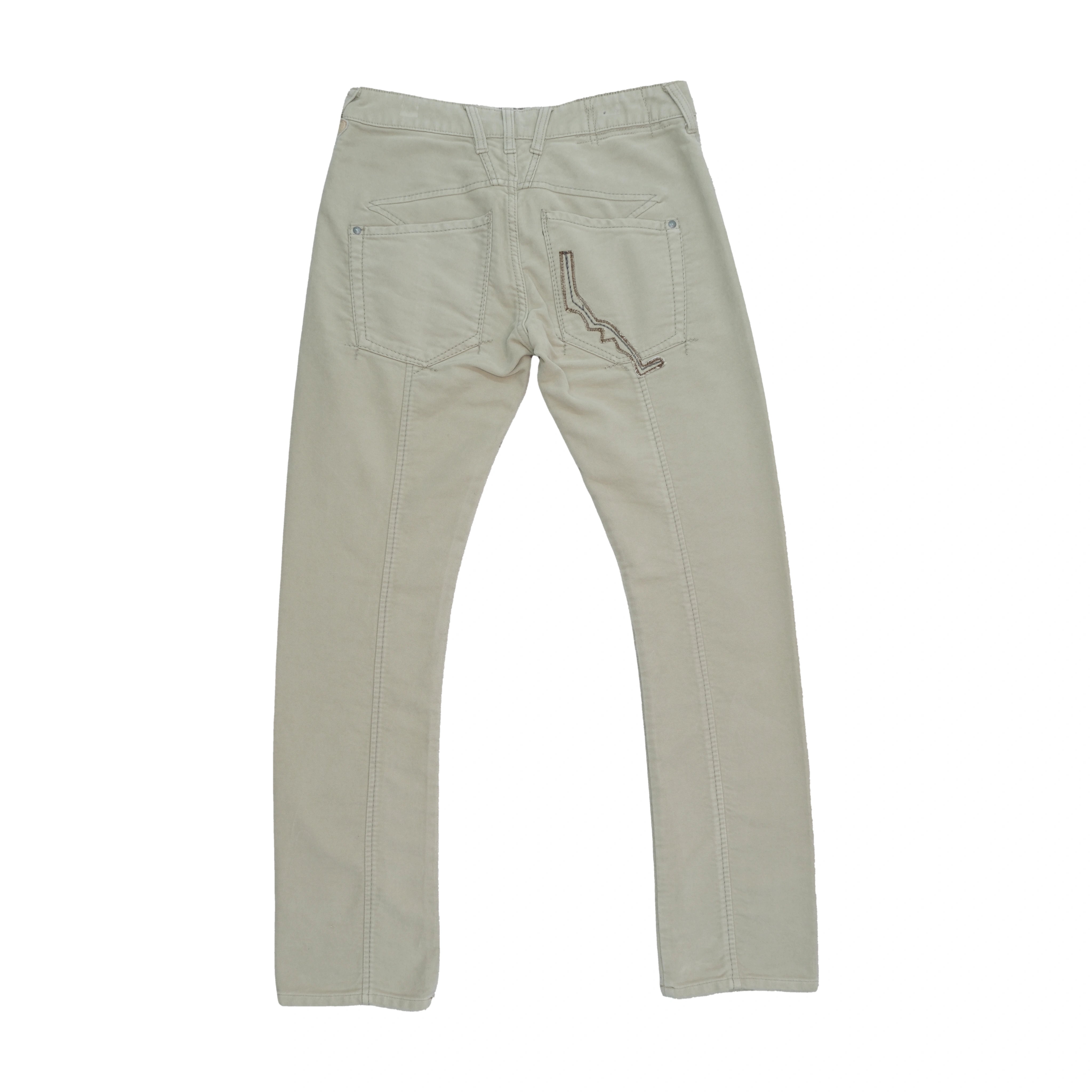 Marithé + François Girbaud Beige Embroidered Flap Pocket Five-Pocket Jeans