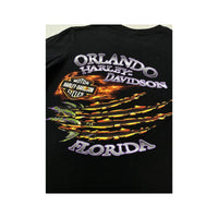 T-shirt Harley-Davidson Orlando Florida com estampado de Crocodilo em Chamas