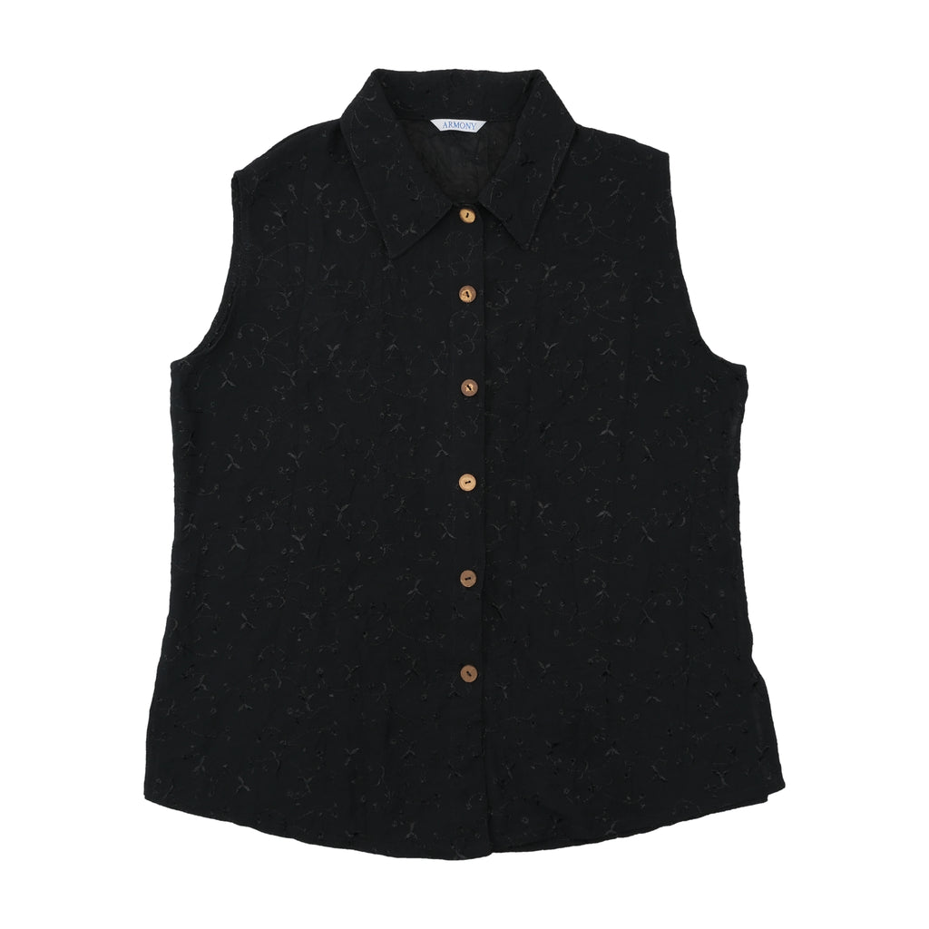 ARMONY All-Over Embroidered Pattern Snap-Front Vest Jacket