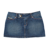 Mini saia Extyn Jeans em ganga com Costuras Contrastantes