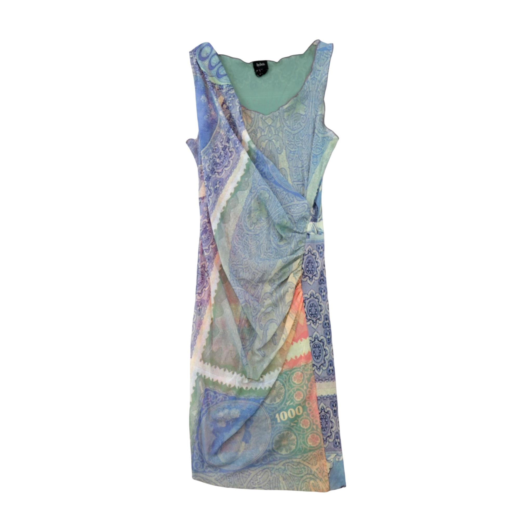 Hybriis Blue Paisley Print Wrap Midi Dress