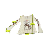Blusa Phard Y2K em Mistura de Lã de Manga de Sino com estampado floral