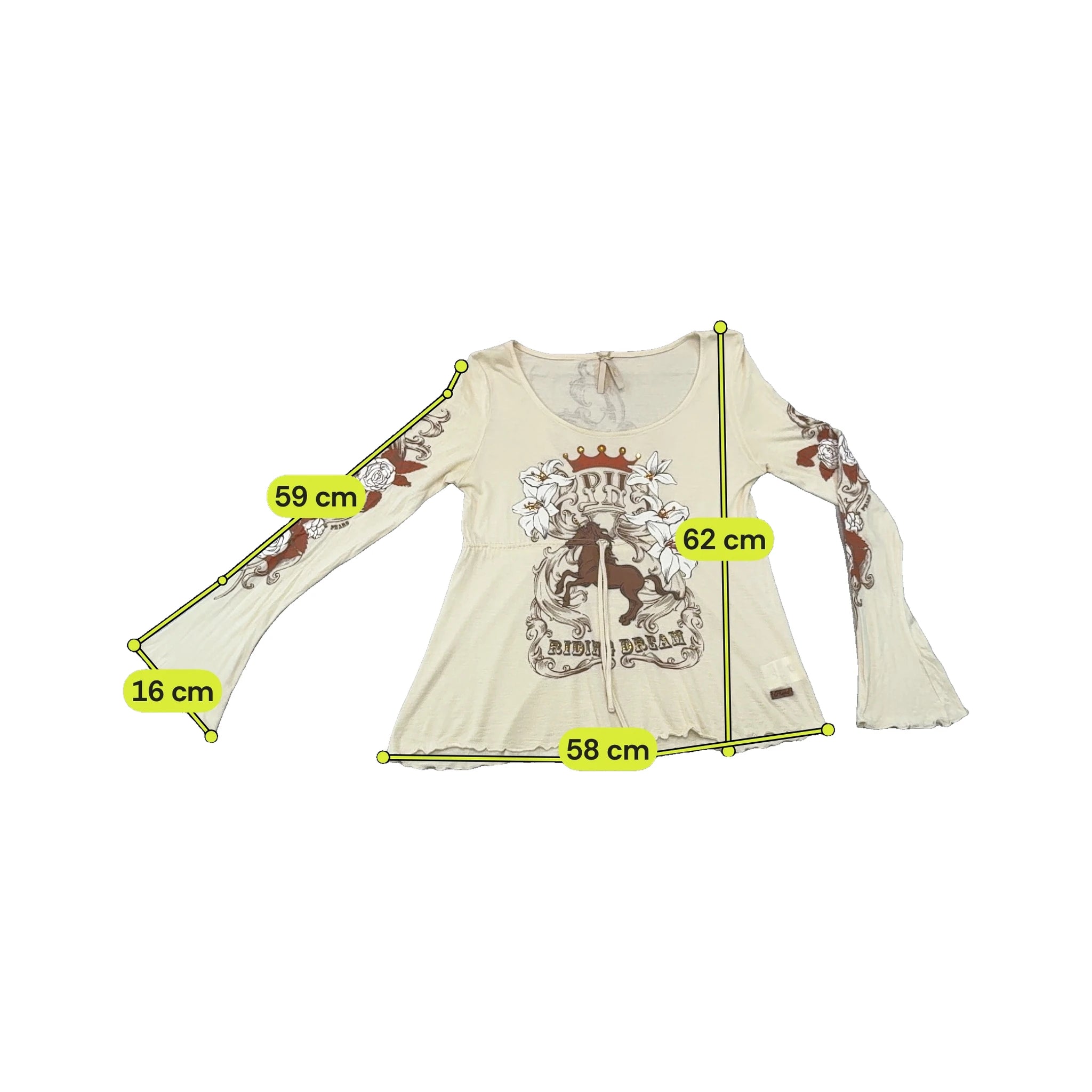 Blusa Phard Y2K em Mistura de Lã de Manga de Sino com estampado floral