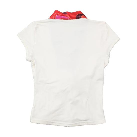 Blusa Rinascimento com Nó à Frente e Acabamento floral