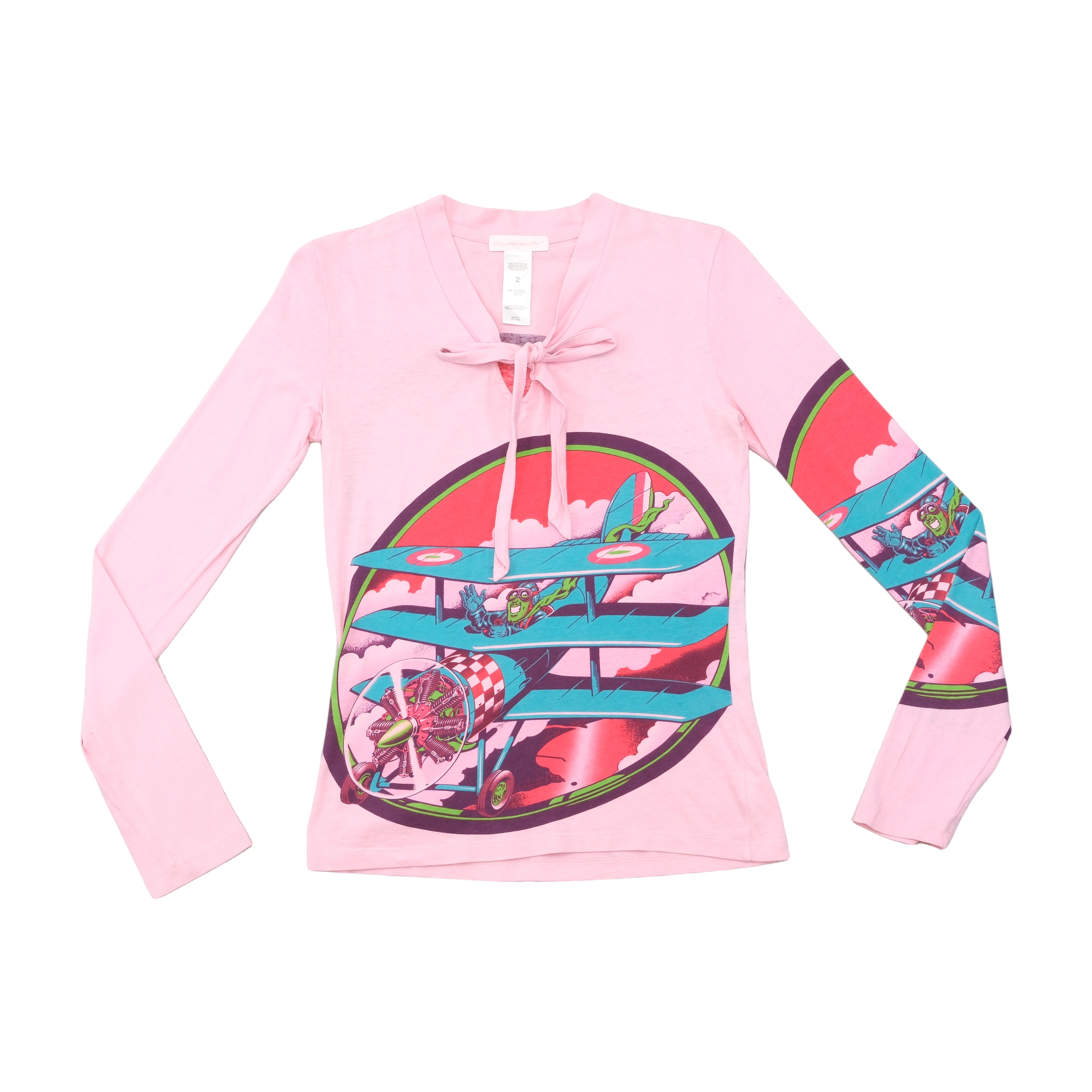 Custo Graphic Tie Neck Cotton Long Sleeve T-shirt (Repriced)