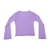 Purple Lettuce Hem Long Sleeve Blouse