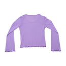 Purple Lettuce Hem Long Sleeve Blouse