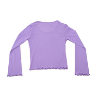 Purple Lettuce Hem Long Sleeve Blouse