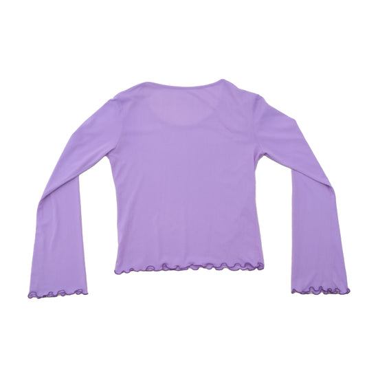 Blusa roxa de Manga Comprida com Bainha Ondulada
