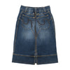 Vintage Blue Denim A-Line Midi Skirt