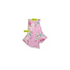 Saia vintage rosa com estampado floral Tropical e Bainha Lenço